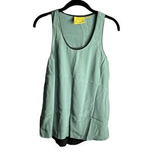 MAEVE Green and Black Silk Sleeveless Scoop neck Blouse Size 2